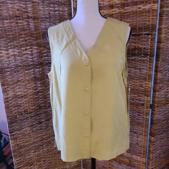 NWT Jones Wear Sport Sleeveless Button Blouse Tencel VTG Size 10 Tuscon Jalapeno - Picture 2 of 5